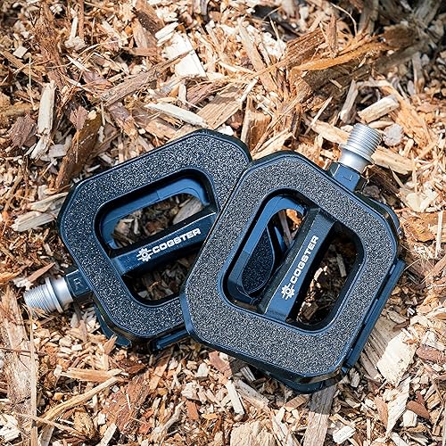 Miniatura 2 de COGSTER Pedales planos para bicicleta con superficie de agarre de papel de lija y reflectores para MTB, bicicletas de carretera, bicicletas de