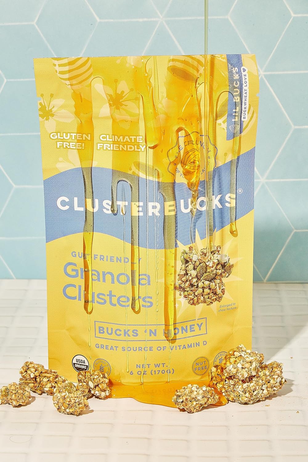 Clusterbucks Bucks 'N Honey Gut-Friendly Granola Clusters, USDA Certified Organic, Gluten Free, 6 Ounce (Pack of 6)