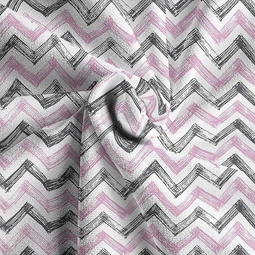 Miniatura 8 de Ambesonne Grey Chevron Faux Suede Fabric by The Yard, Herringbone Geometric Minimalist Fractal Waves Image, for Indoor Outdoor DIY Projects