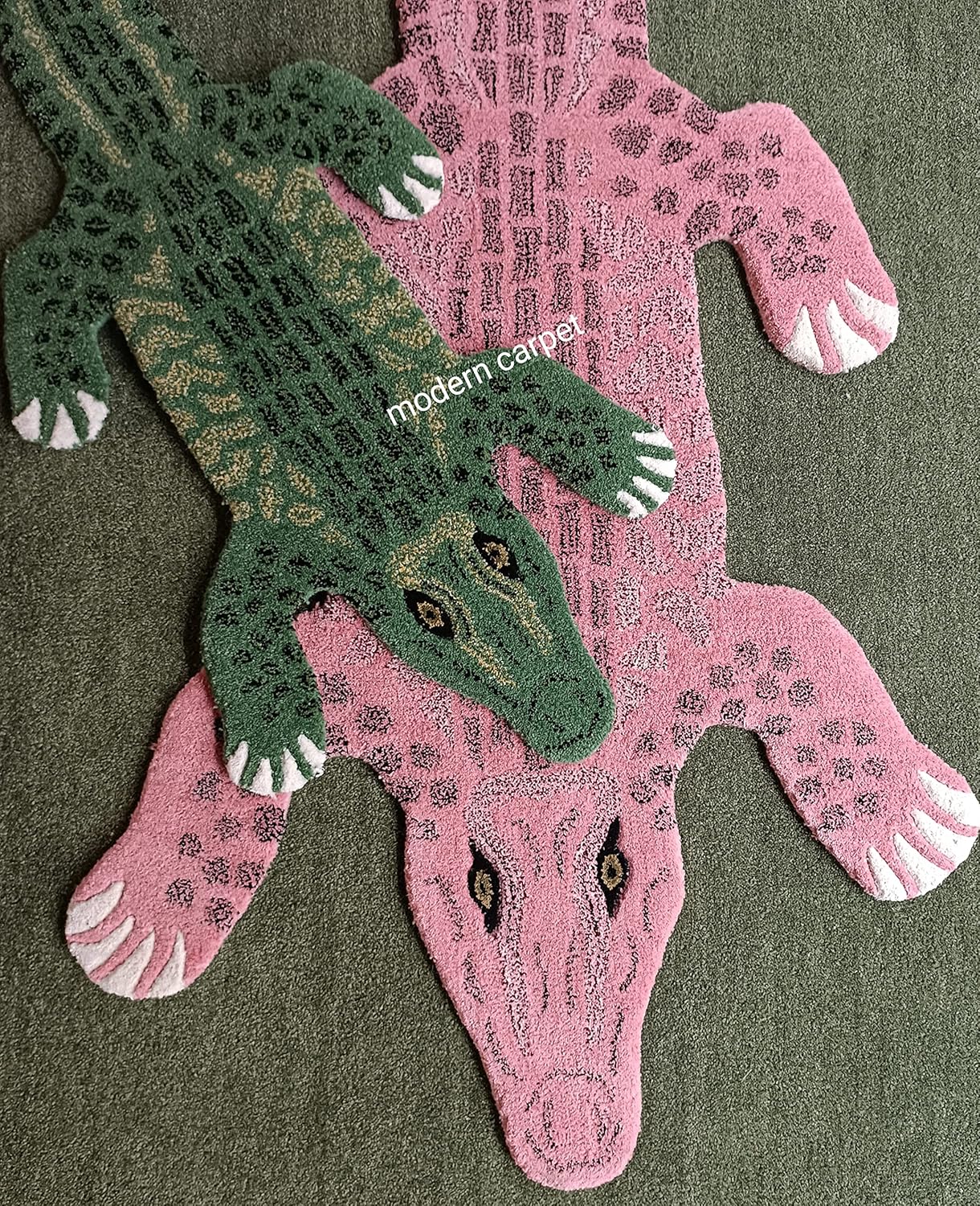 Generic Crocodile Rug 3x6 Ft Rugs Skin Shape 100% Area Rugs Woolen Rugs Handmade Tufted for Room Bedroom Bathroom by Modern Carpet, Multycolor (2x4 feet)