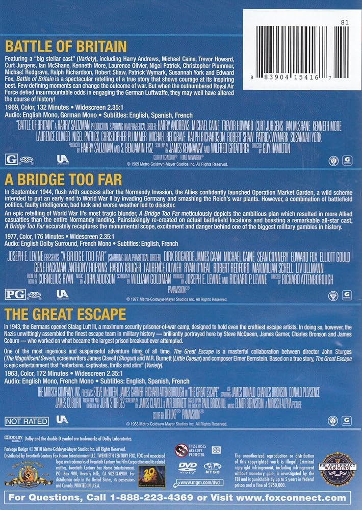 Amazon.com: Battle Of Britain / A Bridge Too Far / The Great