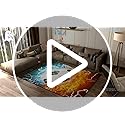 Football Rug for Boys - Water & Fire Football Rug for Boys Room Sports Carpet Rugs, 3x4 Feet