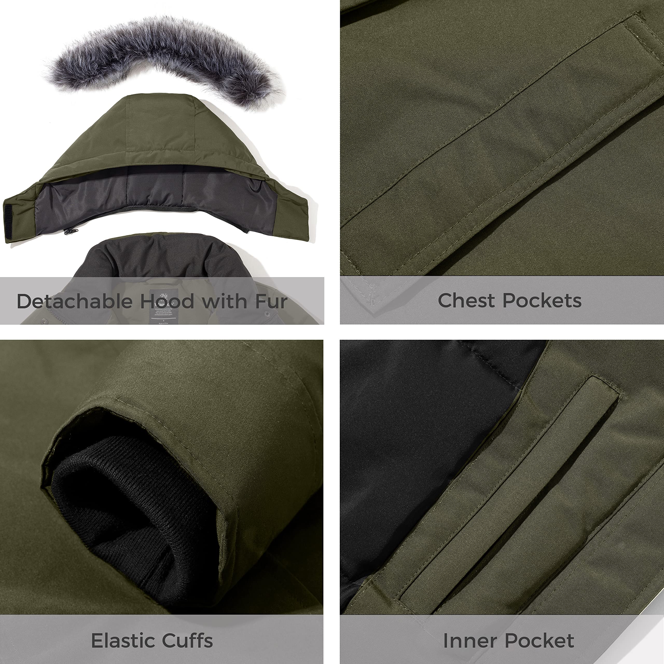 Wantdo Giacca Invernale Imbottita Calda Parka con Pelliccia Esterno Giaccone da Lavoro Antivento Giacca Pesante Donna