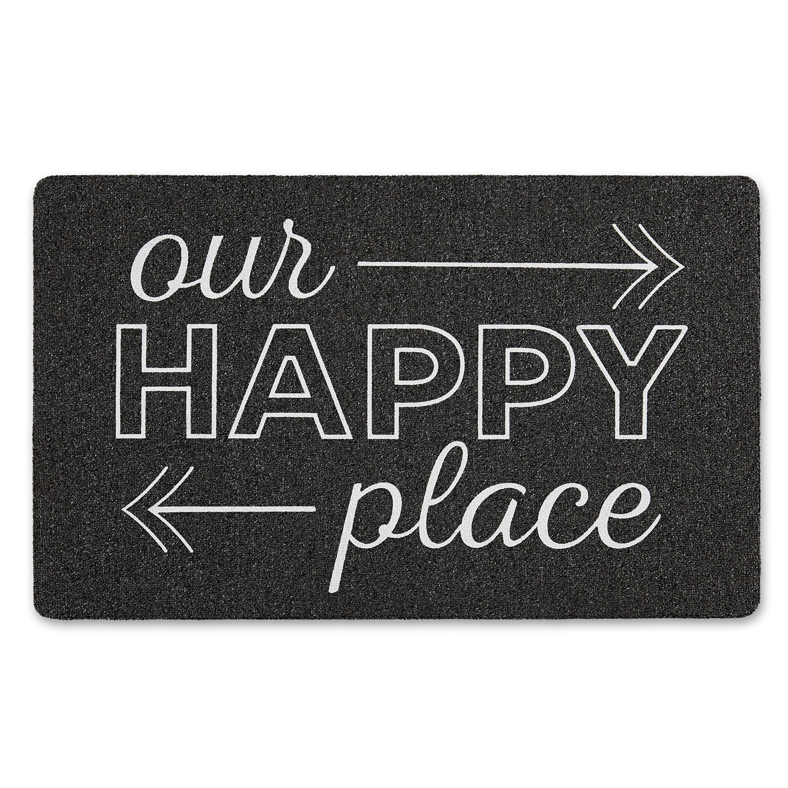 SoHome Welcome Door Mat, Outdoor Door Mat Made from Durable Natural Rubber, Non Slip Backing, Ultra Absorbent, Easy Clean, Ideal Indoor Door mat for Entry Way, 18"x30" Happy Place