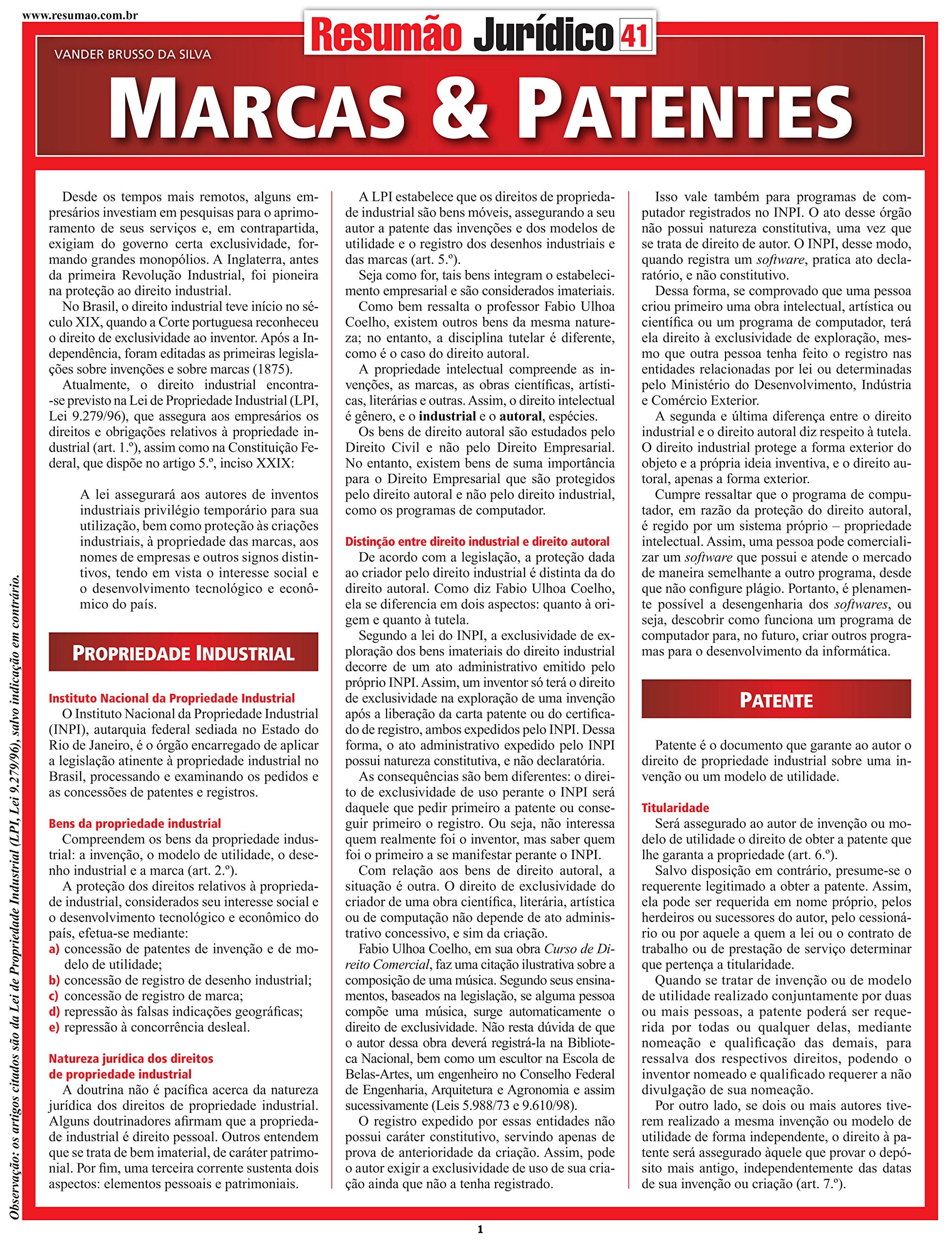 Marcas e Patentes - Colecao Resumao Juridico