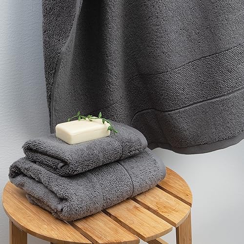 Miniatura 7 de Aston & Arden Aegean - Juego de 4 toallas de mano de rizo de algodón turco hilado en anillo, gruesas y suaves, absorbentes, toalla de baño de lujo