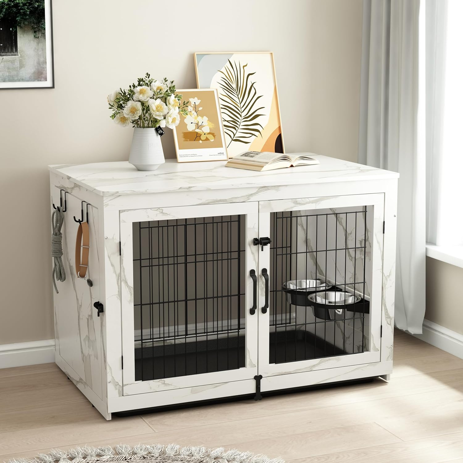 Amazon.com : Piskyet Wooden Dog Crate Furniture with 360°Rotatable