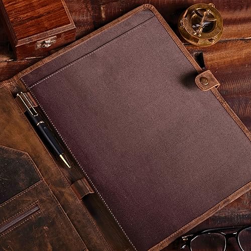 Miniatura 4 de Cartera de cuero, carpeta de cuero con bolígrafo, cartera de cuero para hombres y mujeres, padfolio de cuero, carpeta de cuero, carpeta de cartera,
