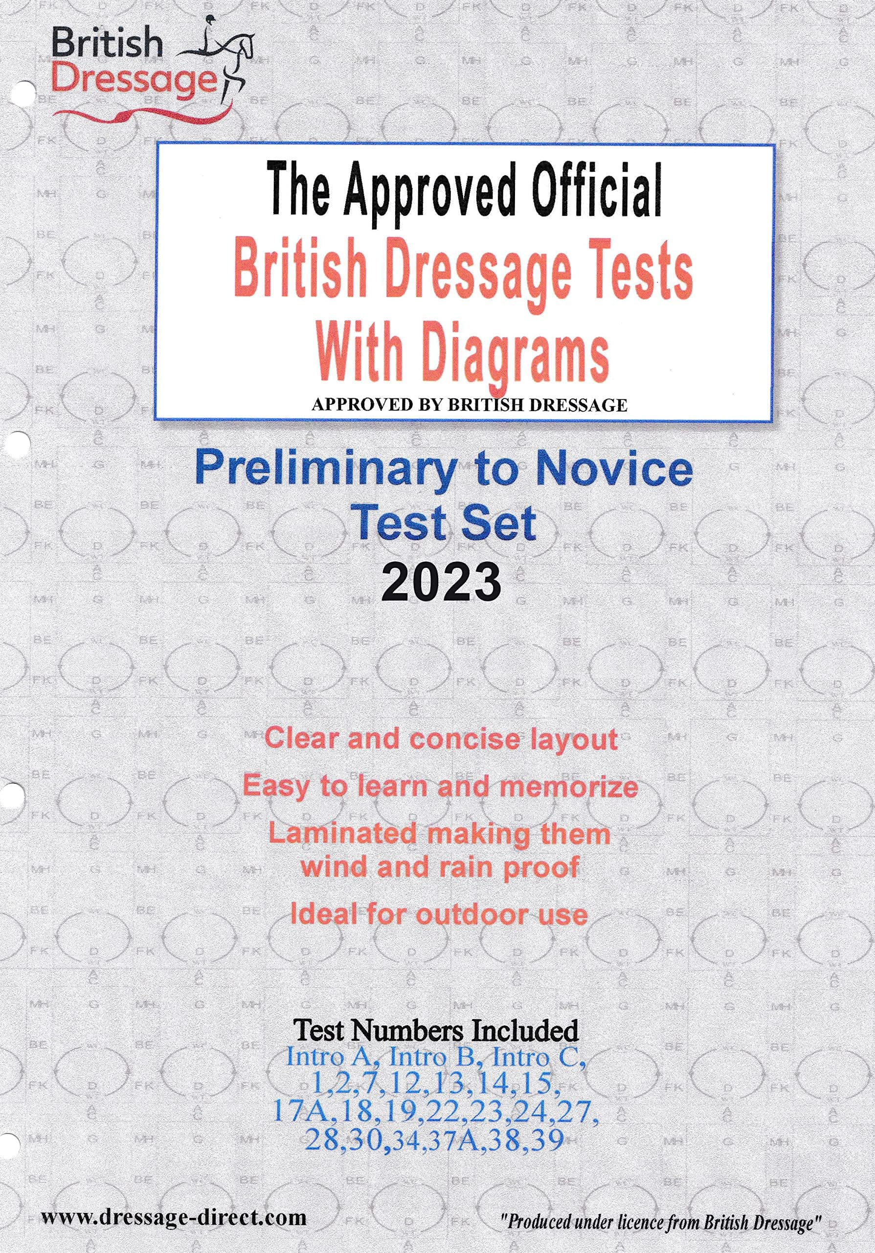 Official Laminated British Dressage Tests with Diagrams: Preliminary to Novice Test Set