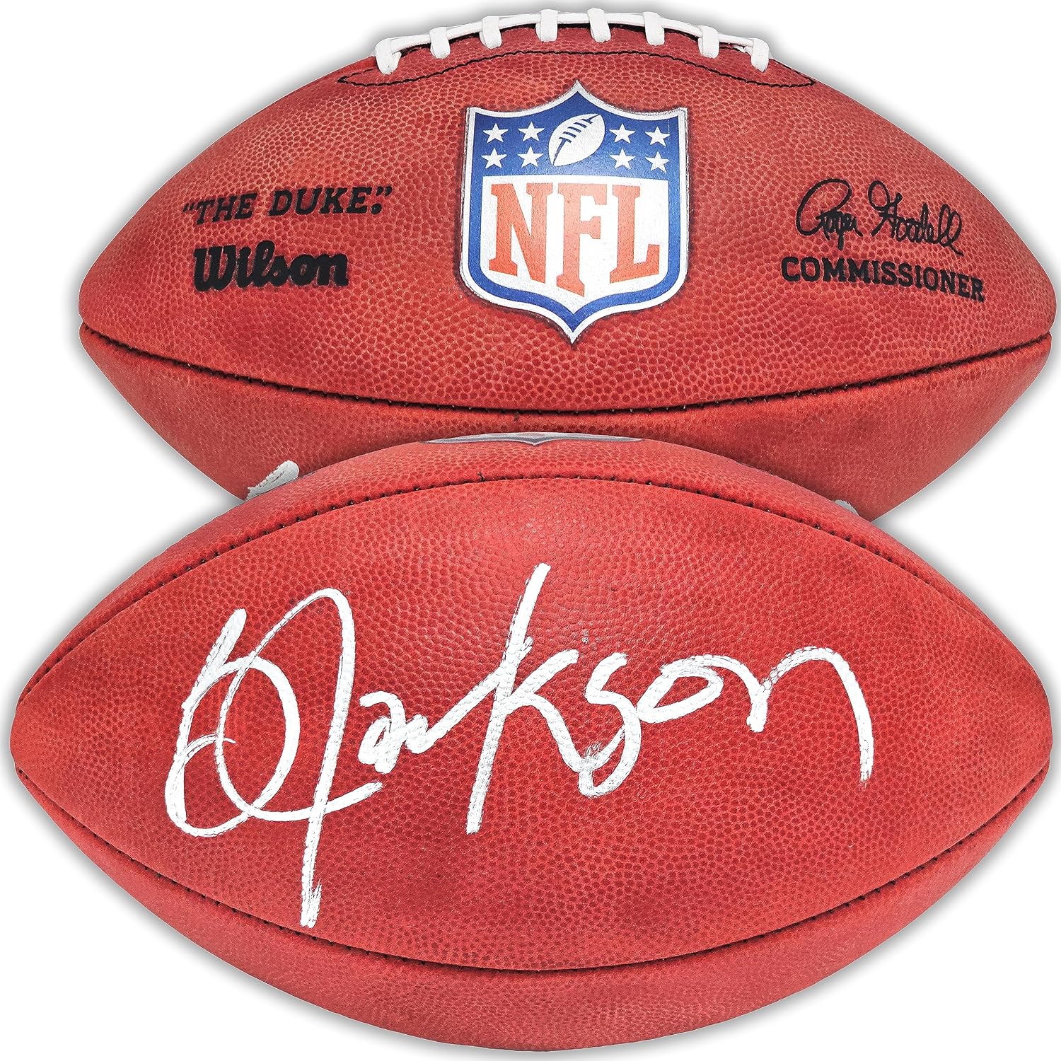 Bo Jackson Autographed Official Leather Football Raiders Beckett BAS Witness