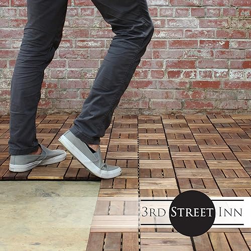 Miniatura 5 de Baldosas de madera de acacia para exteriores baldosas de patio que se entrelazan