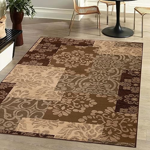 Miniatura 7 de Superior Alfombra de área para interiores, respaldo de yute, bloque de color floral moderno de granja, ideal para entrada, sala de estar, cocina,