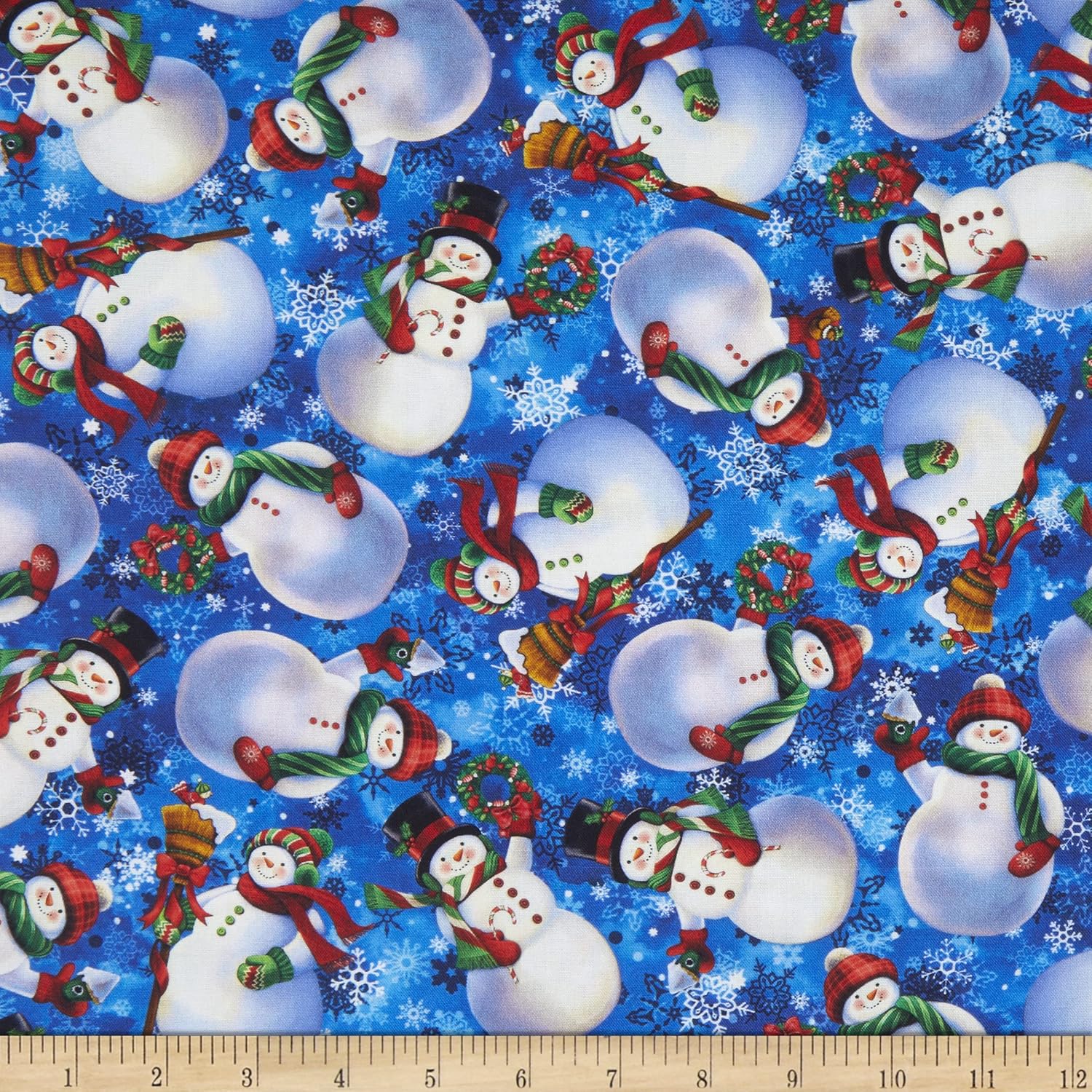 QT Fabrics Whirlwind Snowmen Dark Blue, Fabric by The Yard
