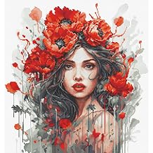 Luca-S Cross Stitch Kit, Counted Cross Stitch Craft Supplies for Adults, Embroidery Kit The Girl with Poppies, BU5063