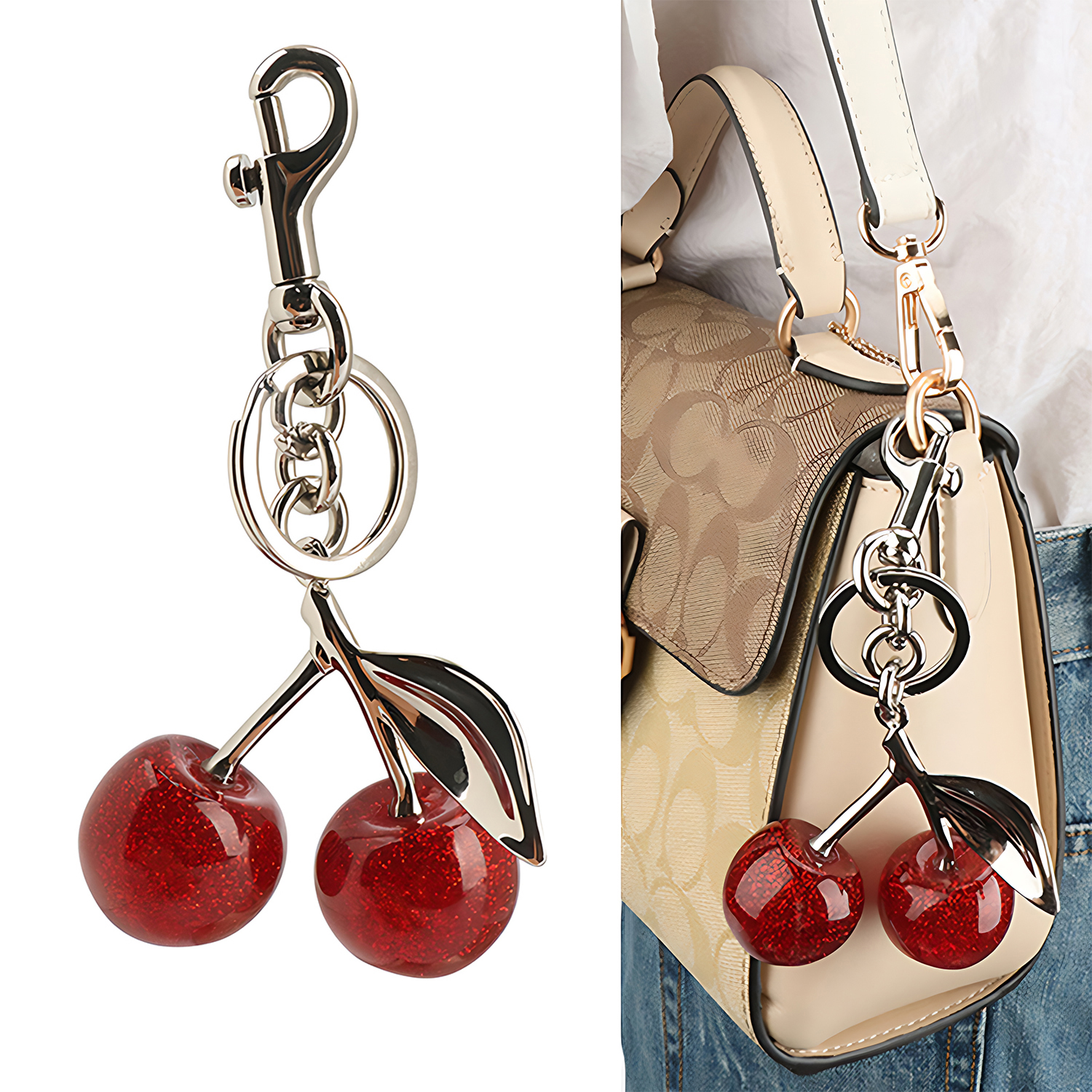 Amazon.com: Zhoxod Cherry Keychain for Purse - Resin Alloy Silver