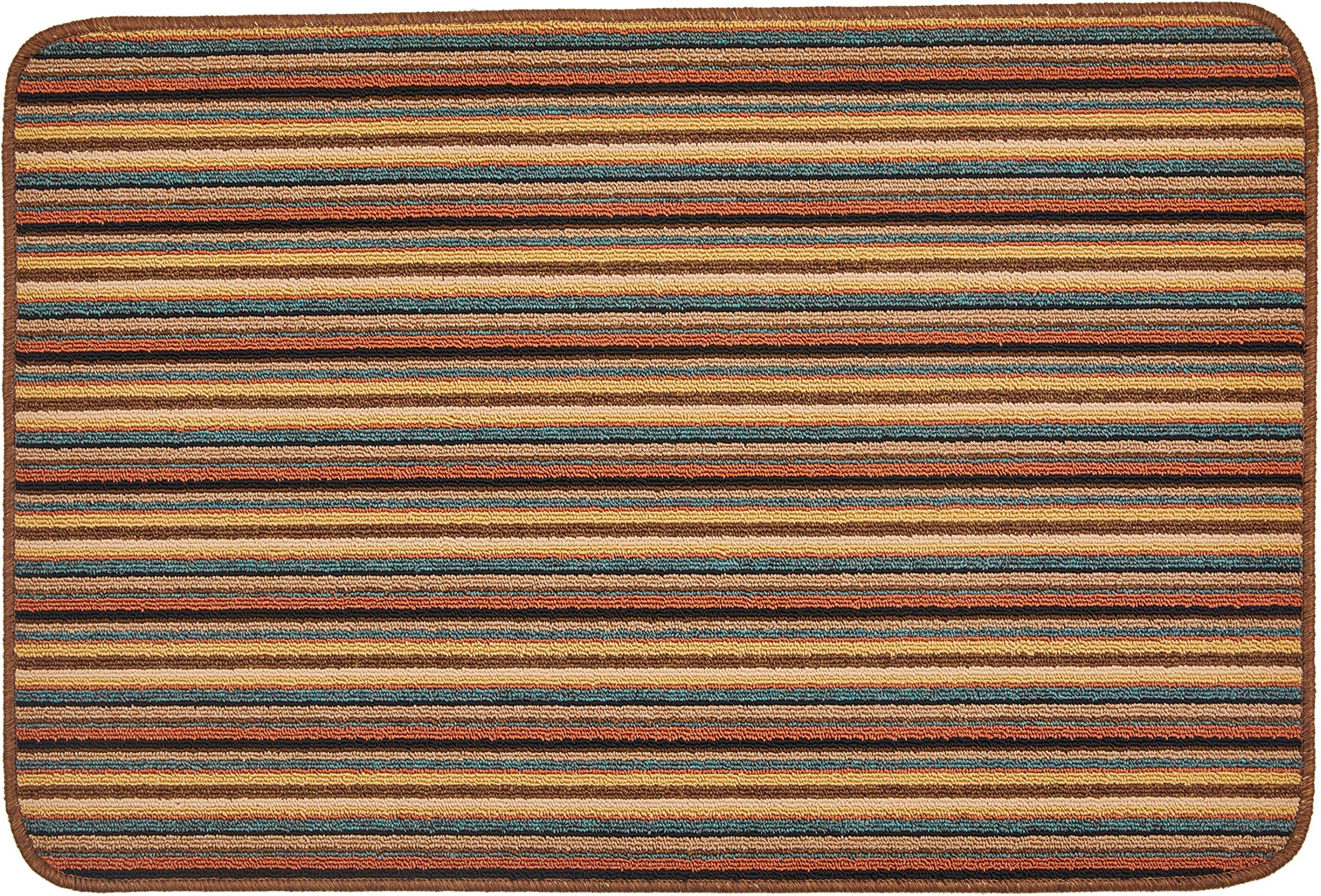 Dandy by William Armes, Ios Stripe Indoor Washable Rug, Brown, 100 x 67