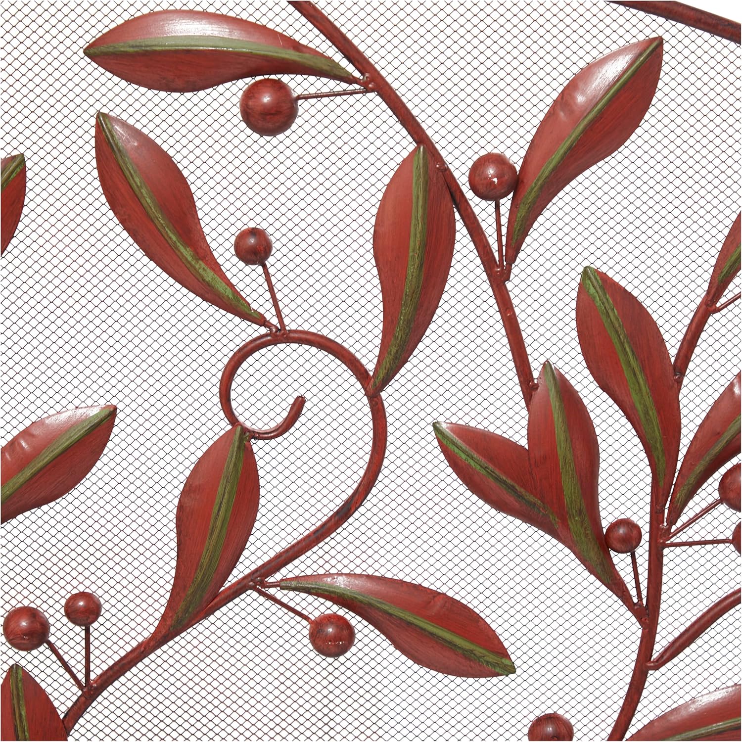 Deco 79 Metal Foldable Mesh Netting 3 Panel Fireplace Screen with Leaf and Vine Relief, 45" x 1" x 30", Brown