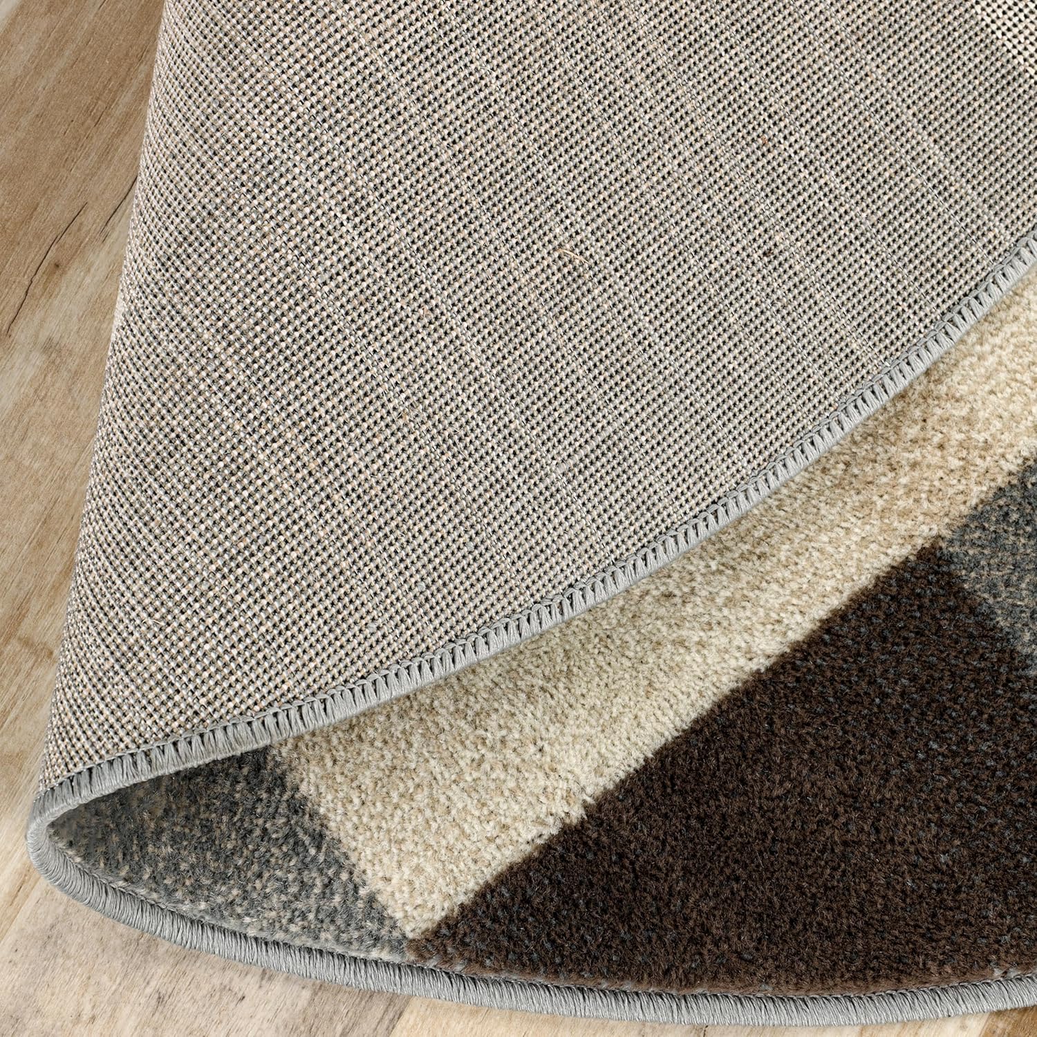 Superior Mid-Century Modern Geometric Design Area Rug, with Jute Backing, Perfect Hardwood, Tile, or Carpet Cover, Ideal for Bedroom, Kitchen, Living Room, Entryway, or Office, 5' Round, Grey