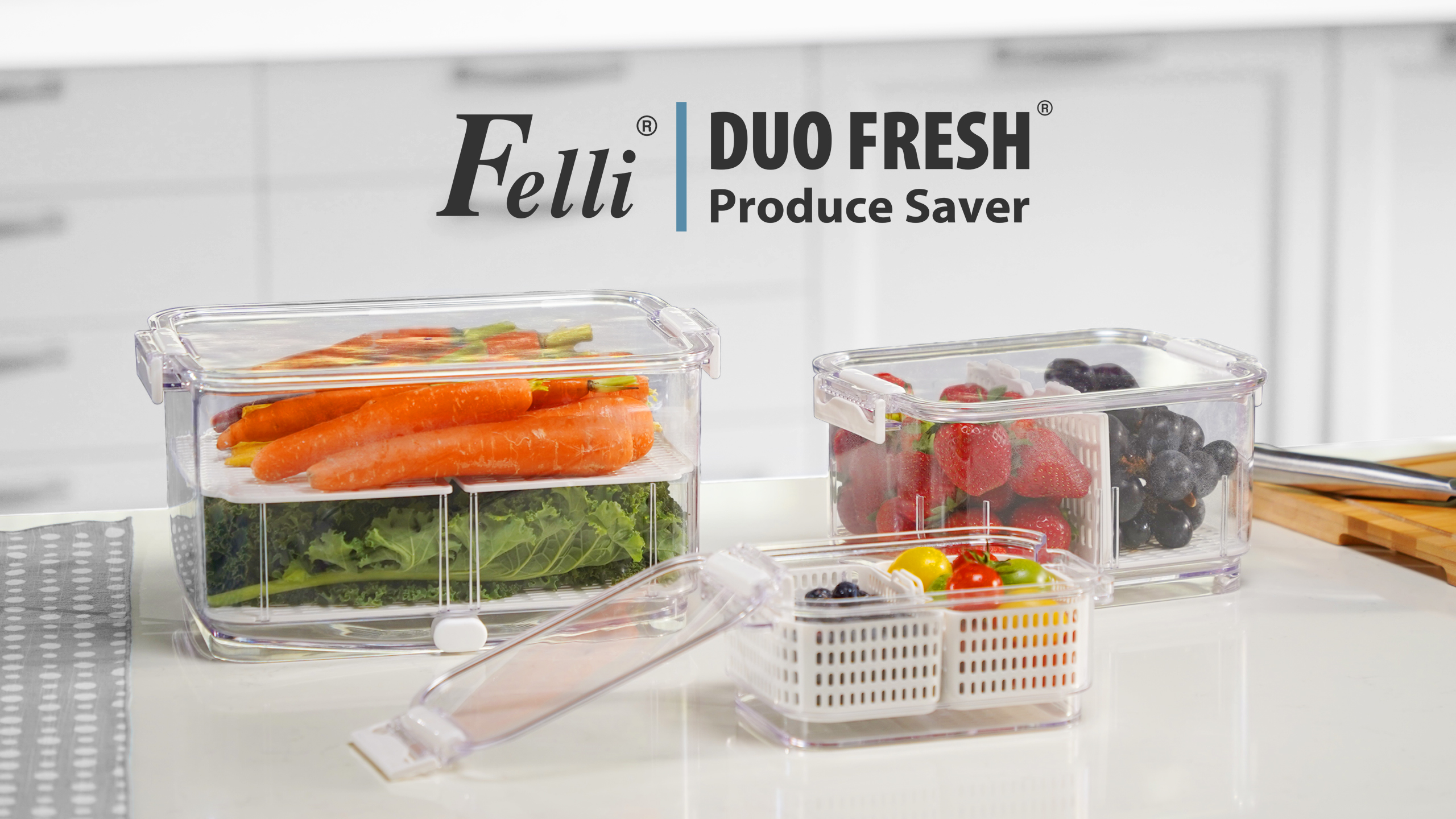 Amazon.com: Felli Duo Fresh Produce Saver for Fridge, Fruit