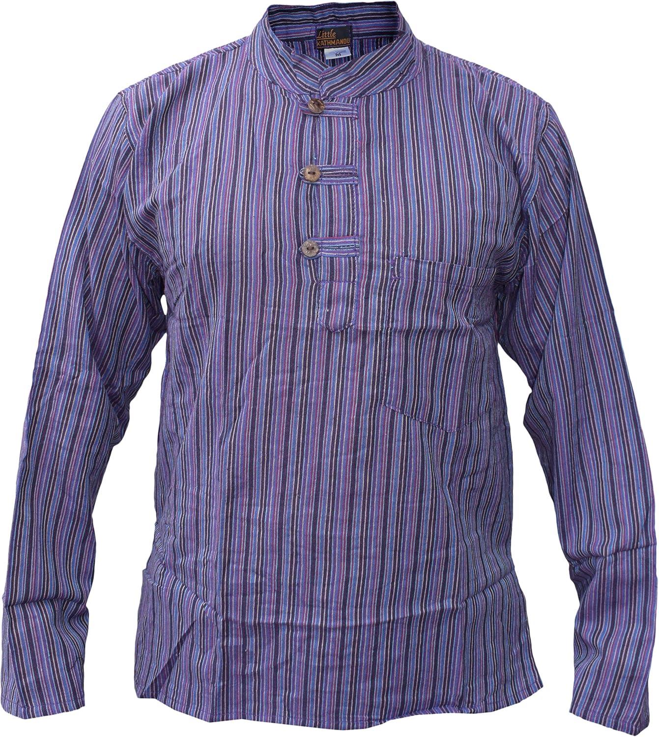 Gheri Men's Striped Cotton Light Grandad Shirt Kurtas