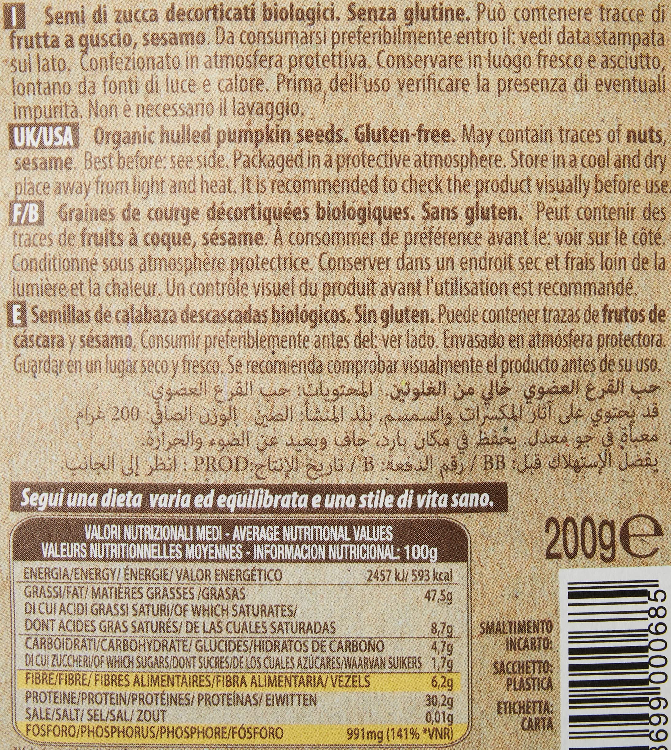 Probios - Graines de Courge.Semi di Zucca, Pack de 6 x 200g
