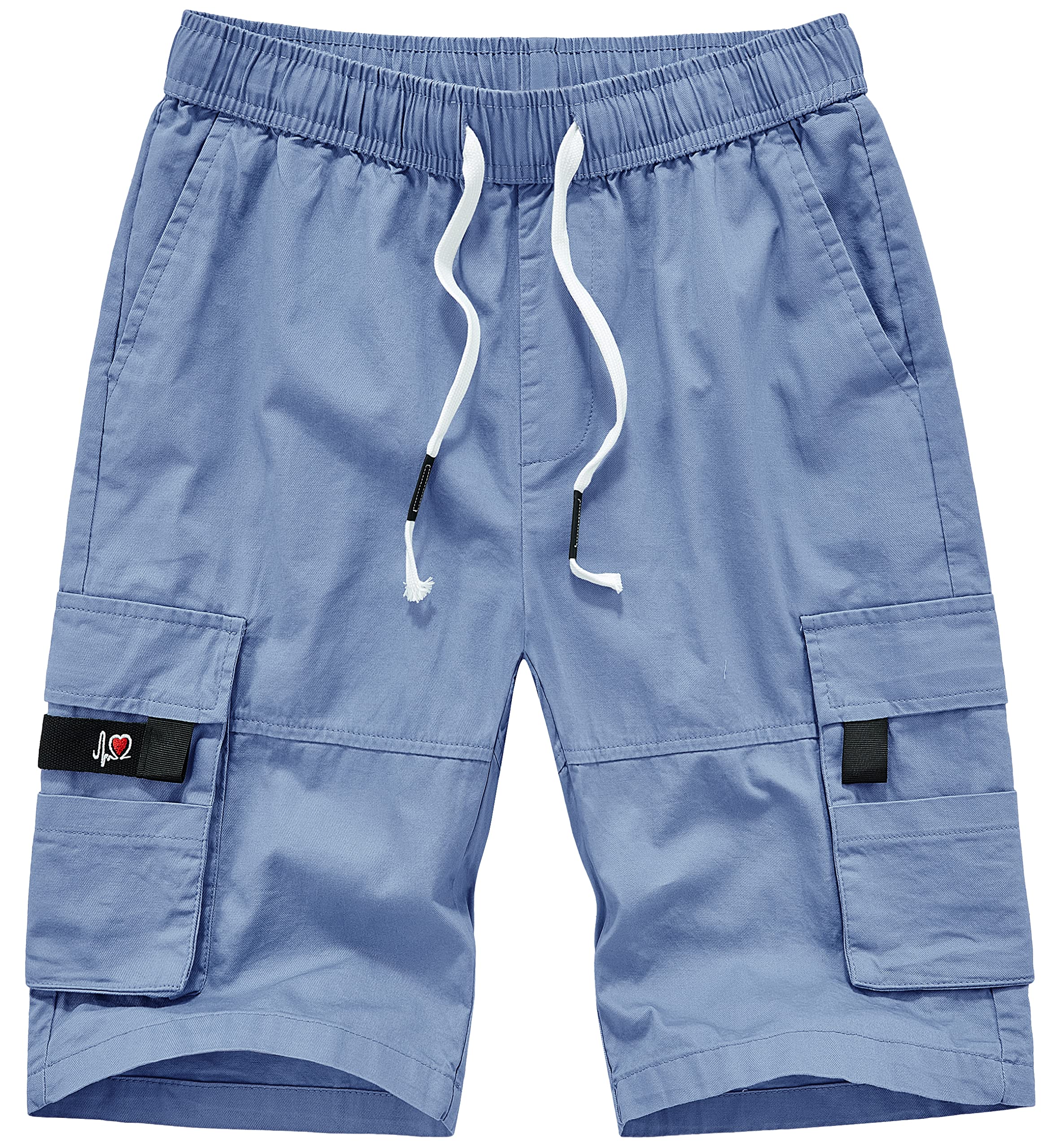 Vcansion Women's Casual Cotton Elastic Waist Drawstring Loose Fit Outdoor Multi-Pockets Cargo Shorts