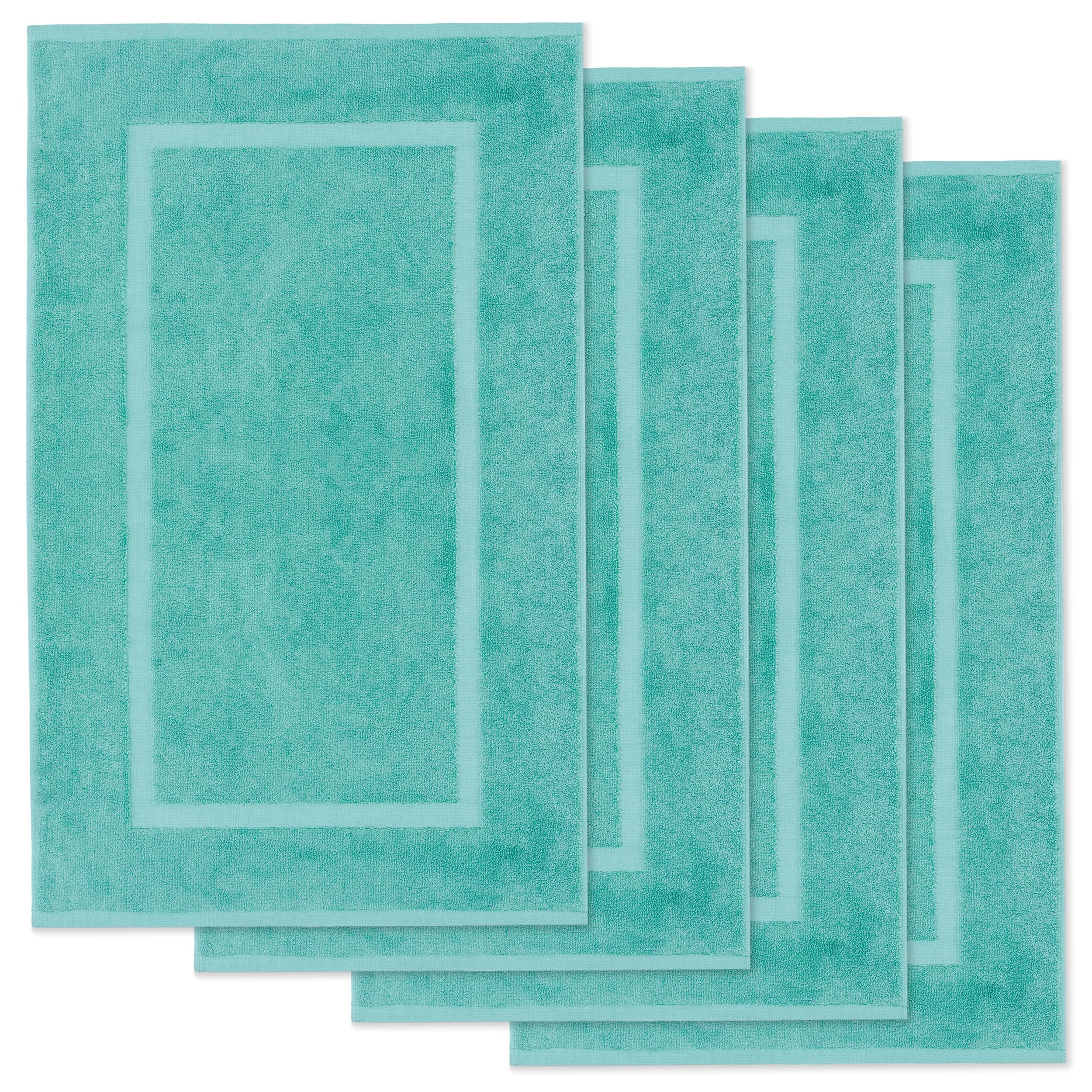 Lavea® Juego de 4 Alfombrillas de Baño 50x80 cm 100% Algodón – Absorbentes y Lavables – Alfombra de Baño y Alfombrilla de Ducha Ideales para Baño o Ducha – Turquesa