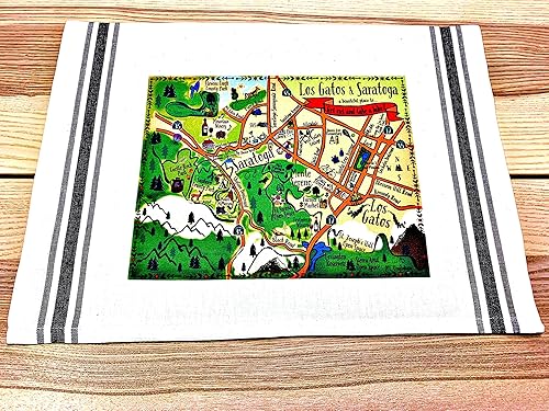 Los Gatos Saratoga Map Kitchen Tea Towel