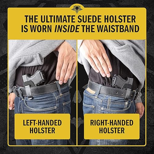 Miniatura 6 de Funda para pistola IWB de piel de ante, hecha en EE.UU. para S&W M&P Shield, Glock 17 19 22 23 32 33, Springfield XD & XDS, Walther P99 y demás