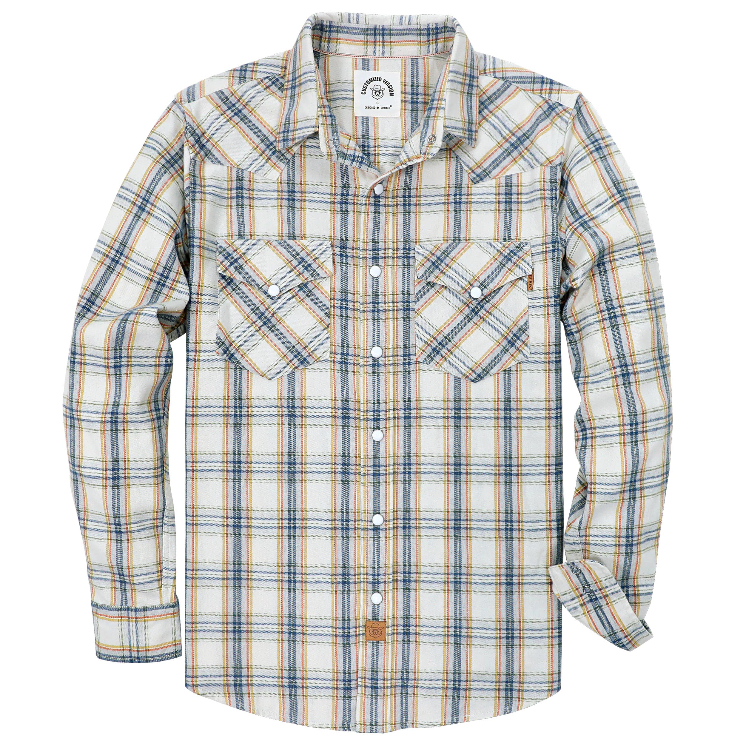 DubinikMen's Flannel Shirt Men's Checked Western Cowboy Vintage Long Sleeve Poppers Cotton Casual Shirts