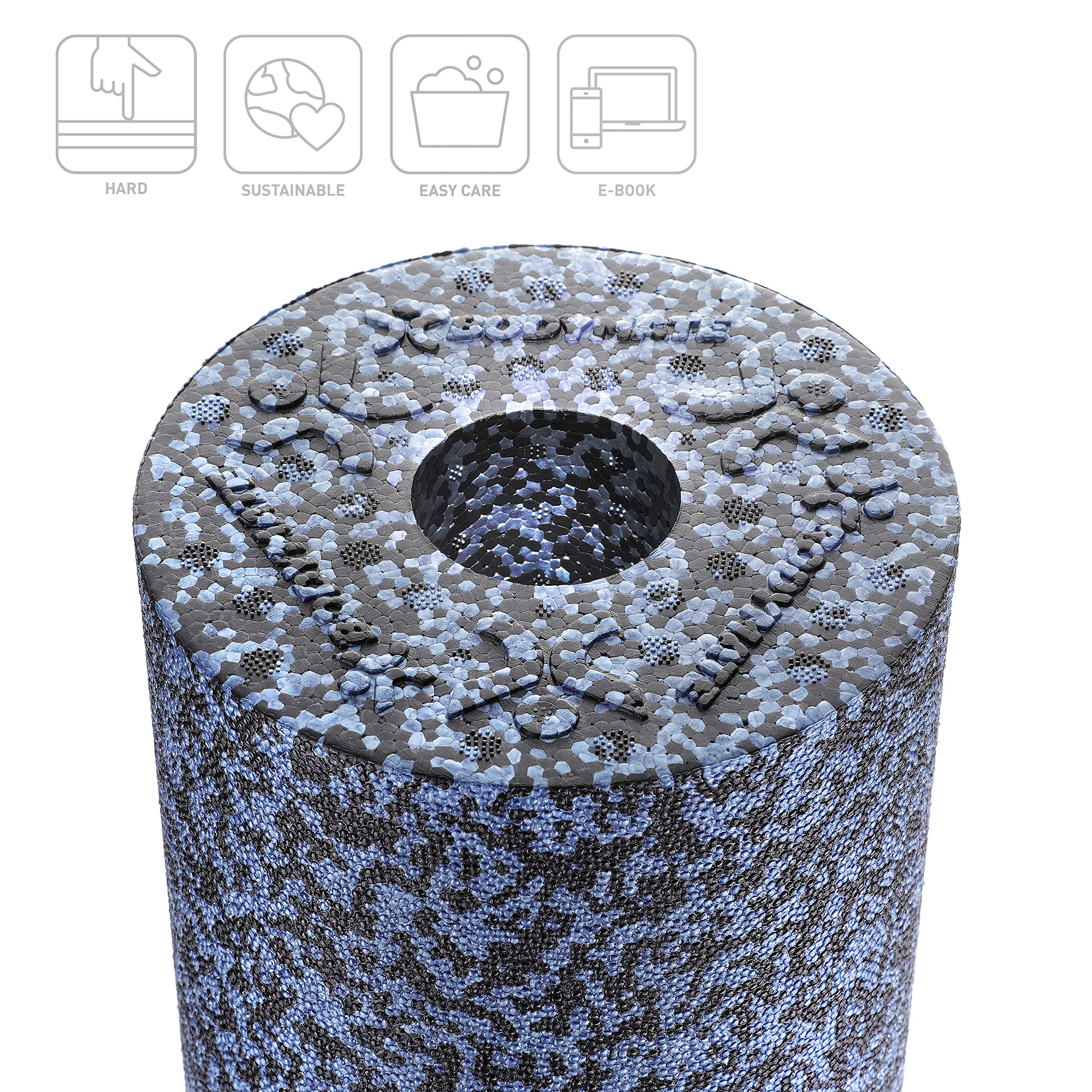 BODYMATE Foam Roller con Grado Durezza Extra-Duro con E-Book Gratuito Grigio-Blu/Nero - Vari Lunghezza