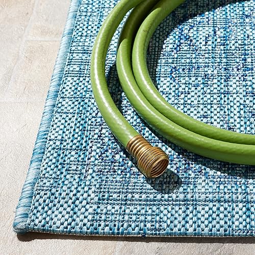 Vista 8 de SAFAVIEH Courtyard Collection - Alfombra decorativa, 2 pies 3 pulgadas x 5 pies, turquesa, no desprende pelusa y de fácil cuidado, para interiores