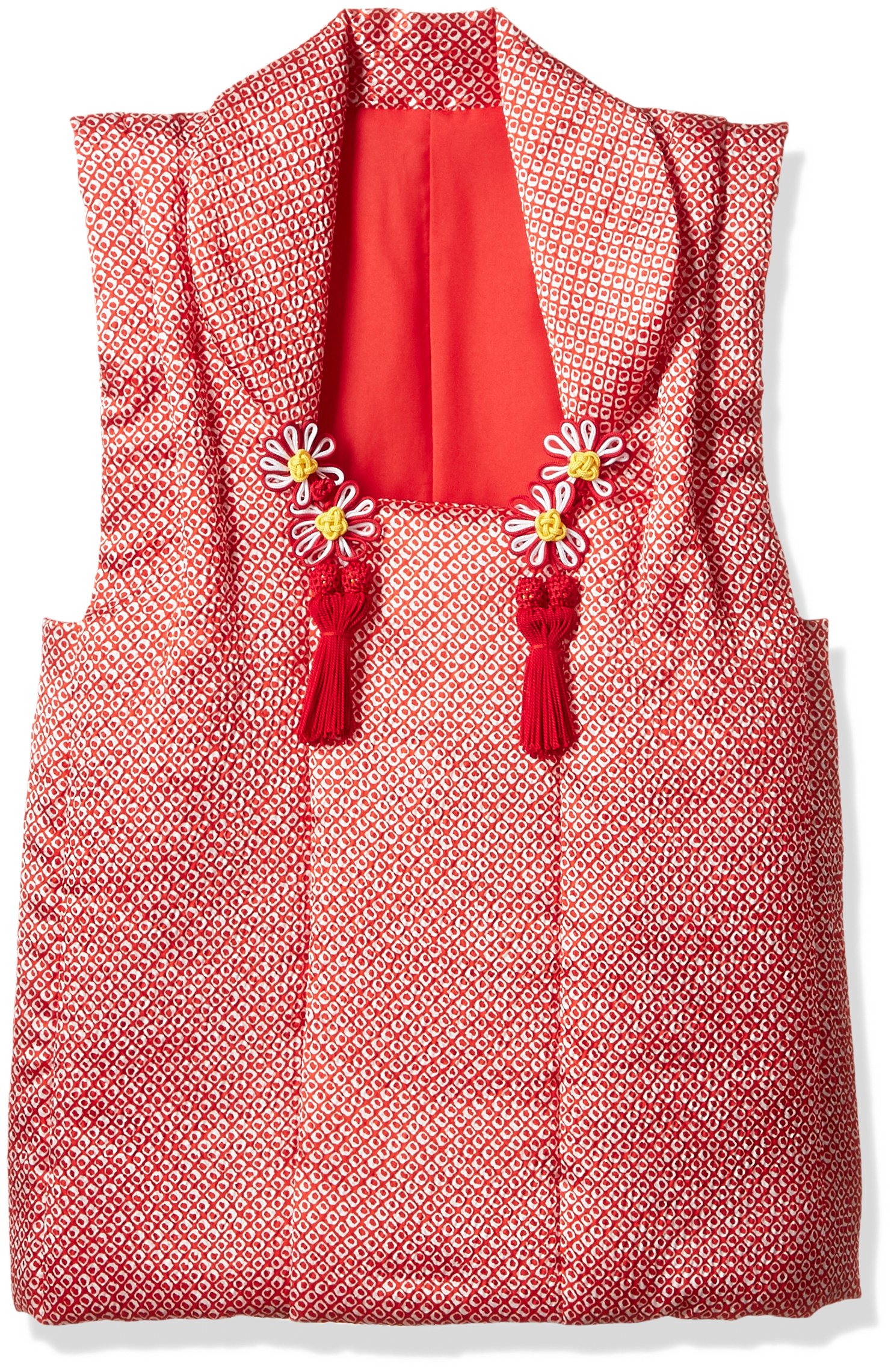 Amazon | 七五三 3歳～4歳 被布コート 丈49cm 単品 絞り柄 疋田柄 赤