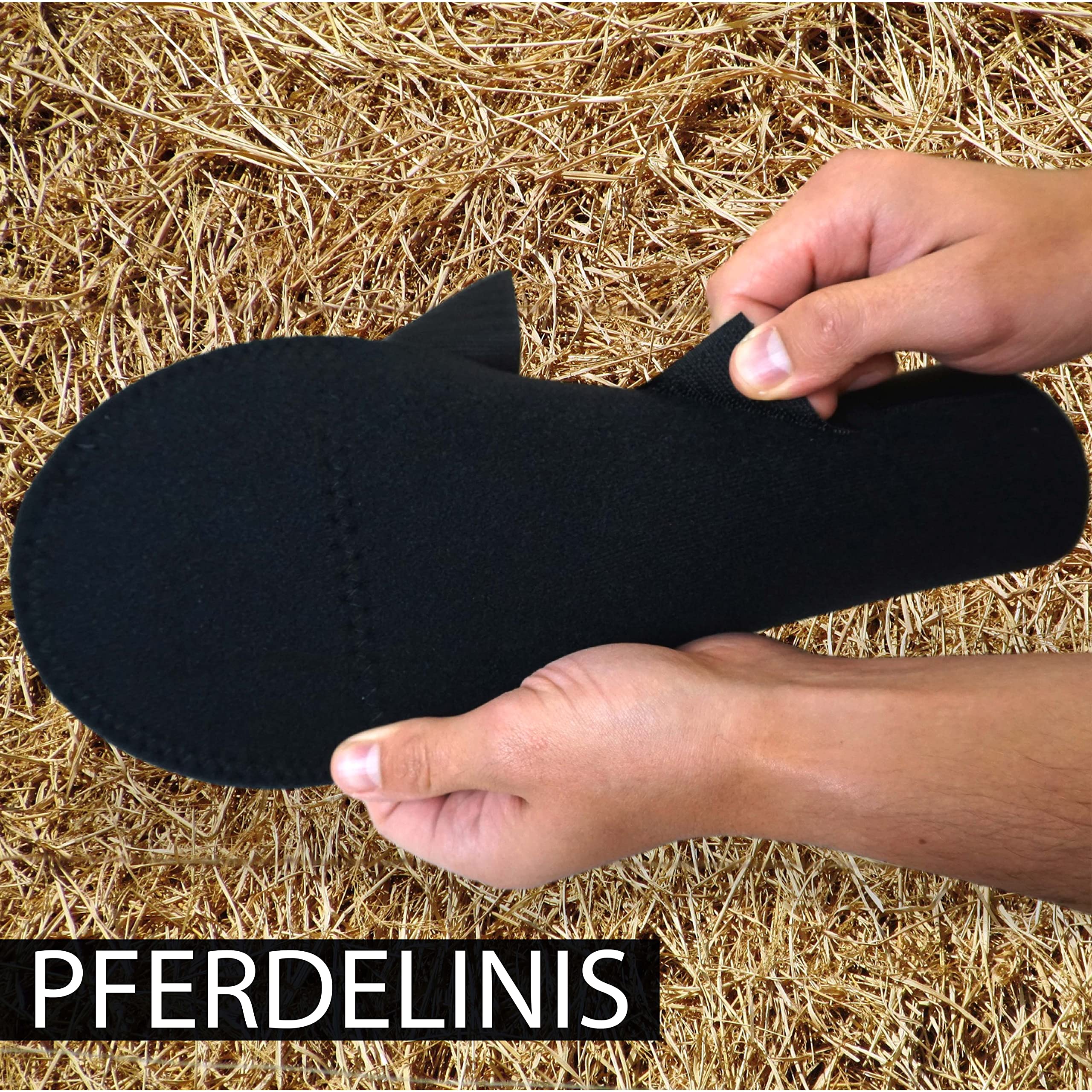 Pferdelinis Schweifschutz für Pferde Schweifschoner Pferd aus Neopren ideal für den Anhänger Transport oder als Scheuerschutz (1x Schwarz)