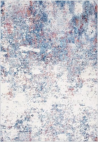 Miniatura 129 de SAFAVIEH Brentwood Collection - Alfombra de área de 9 x 12 pies, gris claro y azul, diseño abstracto moderno, no desprende pelusa y de fácil azul