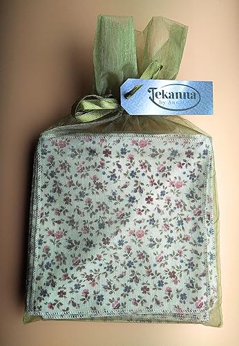 Miniatura 3 de Servilletas de cóctel de algodón floral  Encantador diseño de flor de cerezo  Juego de 25 servilletas reutilizables  Servilletas pequeñas de tela