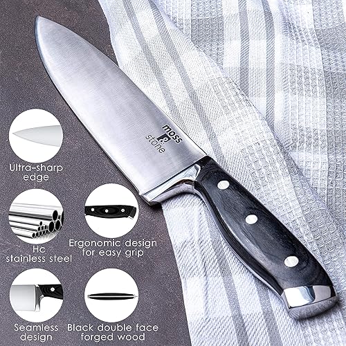 Miniatura 2 de Moss & Stone 2 tablas de cortar para cocina y cuchillo de chef, polipropileno y aptas para lavavajillas, 2 tablas de cortar con mango de agarre sin