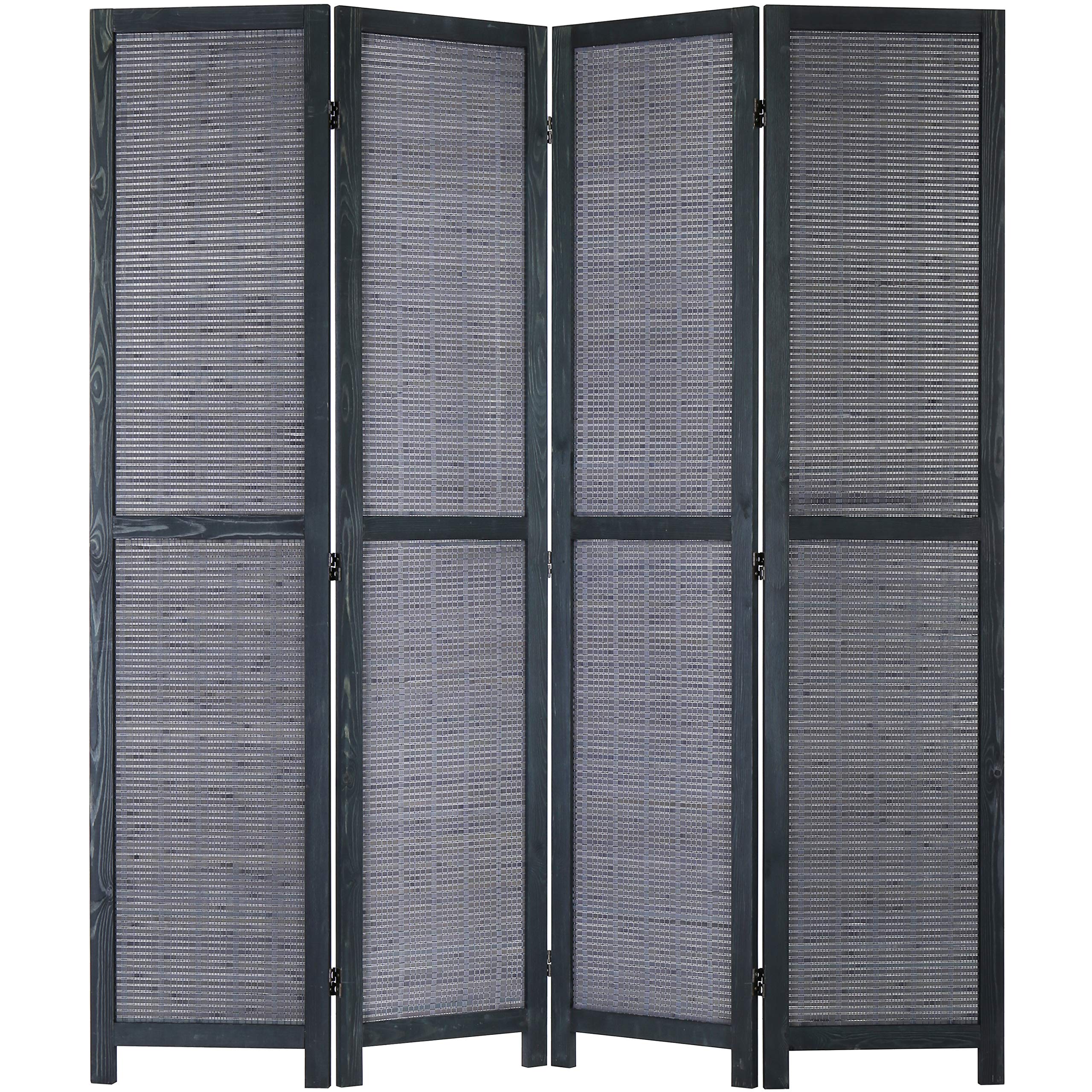 MyGift 4-Panel Bamboo Woven Wood Room Divider Privacy Screen