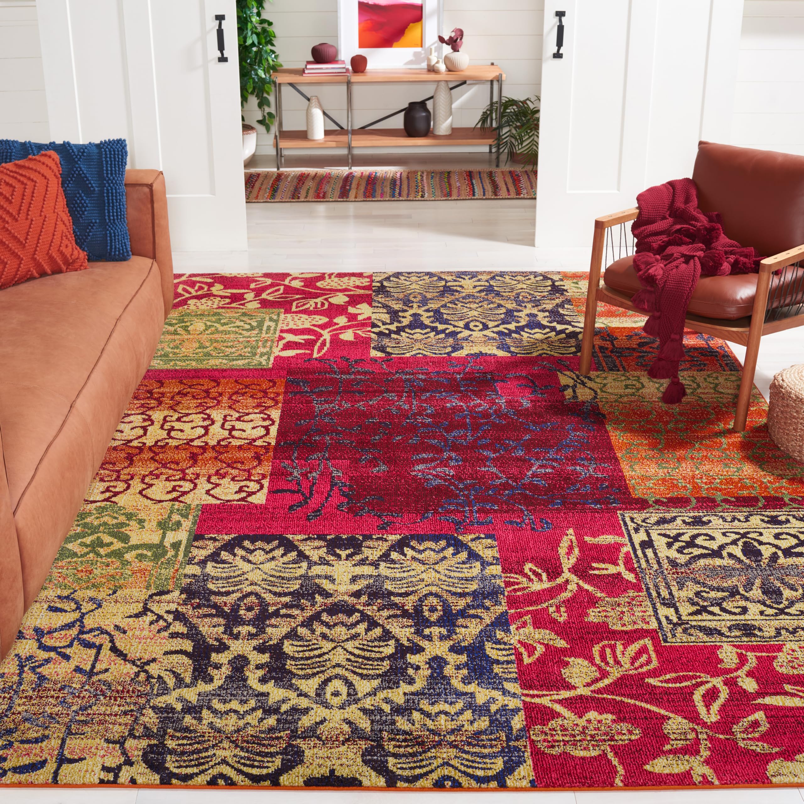 Tapis rectangulaire d'intérieur bohème chic tissé , collection Monaco, MNC211, en multicolore, 244 X 335 cm pour le salon, la chambre ou tout autre espace intérieur par SAFAVIEH.