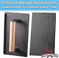 Vista 5 de Parrilla de hierro fundido de grado profesional, peso de 3 unidades. Prensa de carne y hamburguesa resistente con mango de madera para parrillas