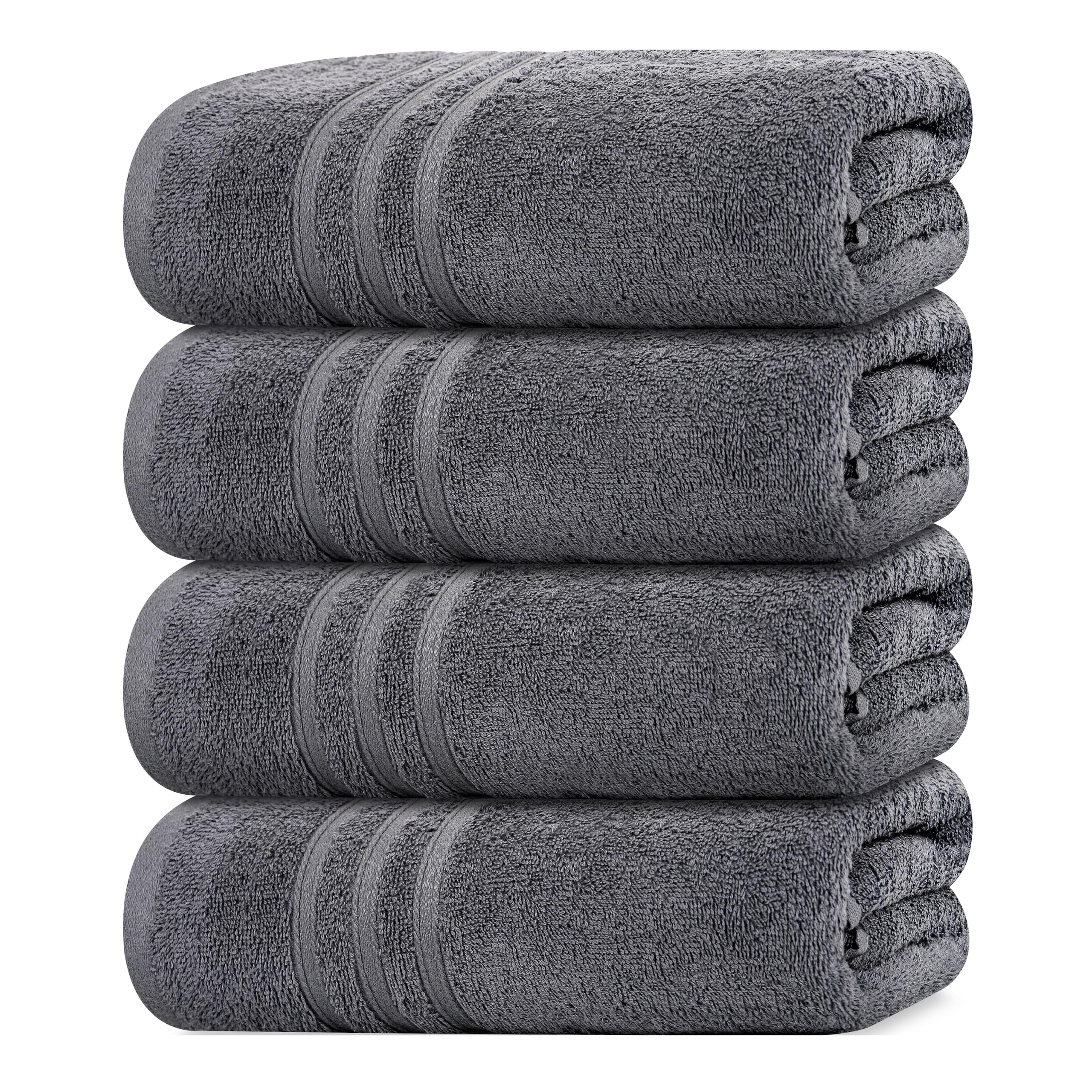 Tens Towels Pack of 4 Soft Bath Towels 100 Cotton 27 x 54 Inches Lightweight Quick-Dry Ideal for