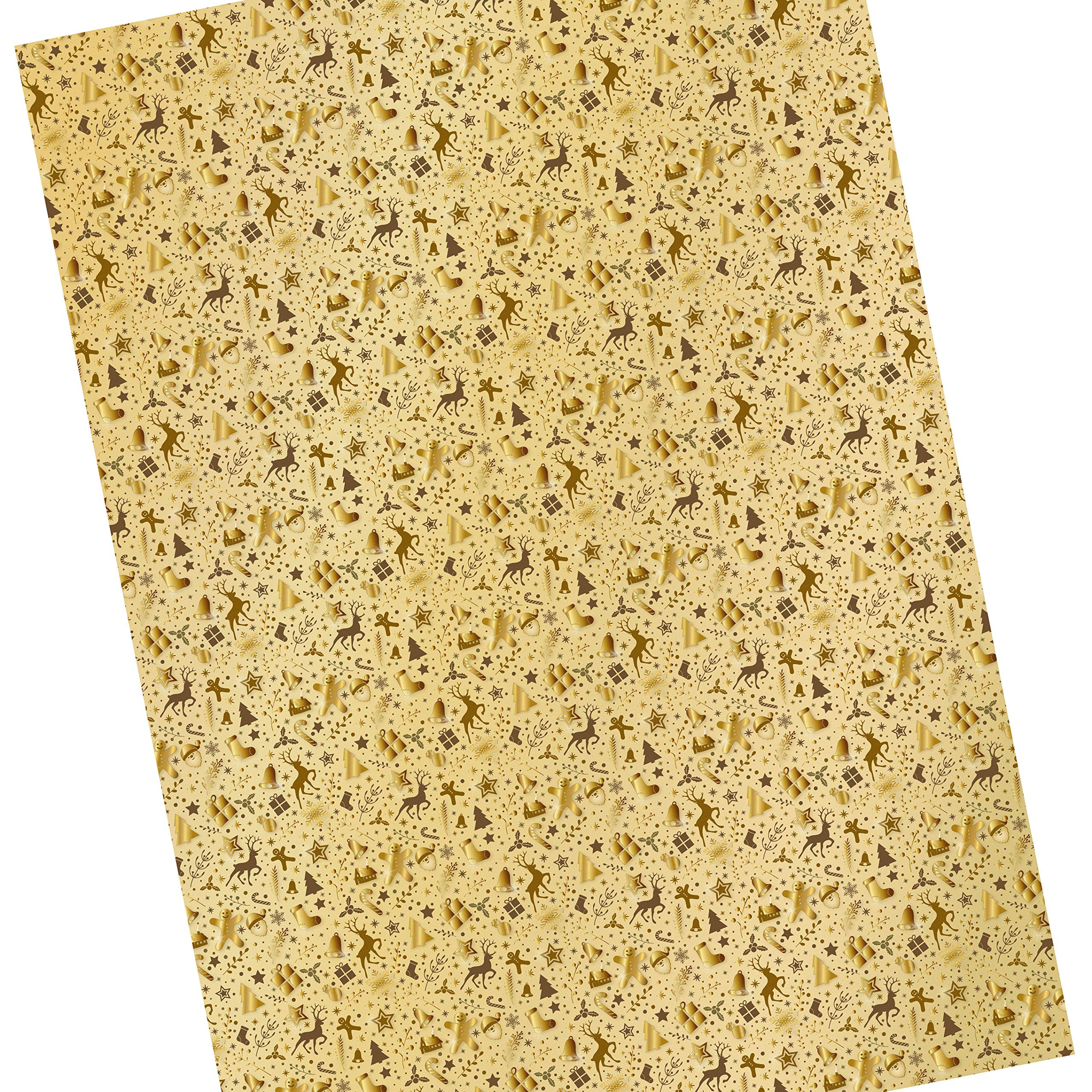 Geschenkpapier Weihnachten Gold Natura 50 Bogen 84 x 59 cm, Öko Recycling-Papier nachhaltig gedruckt, Weihnachtsgeschenkpapier Weihnachtspapier