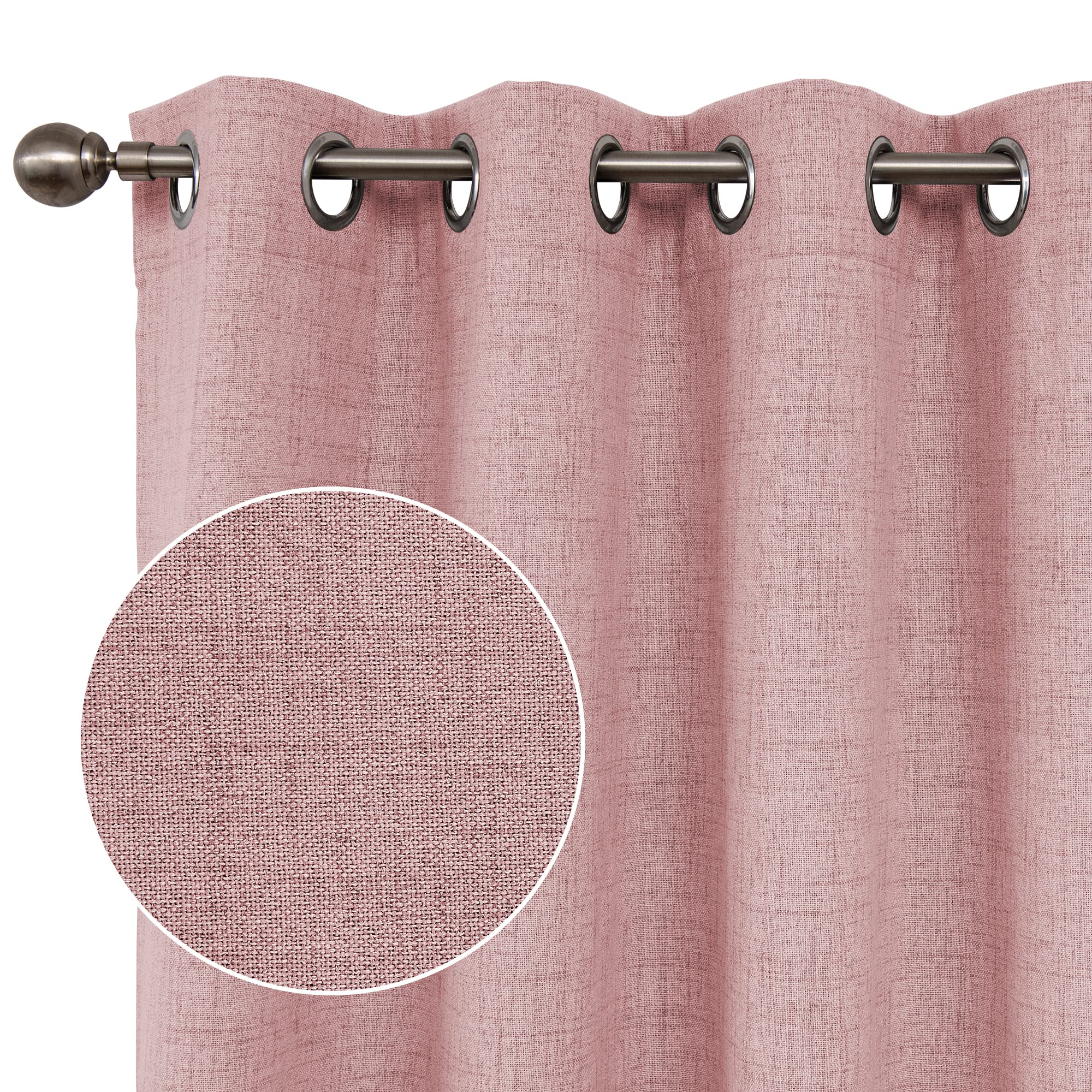 CUCRAF Full Blackout Window Curtains 95 inches Long, Faux Linen Look