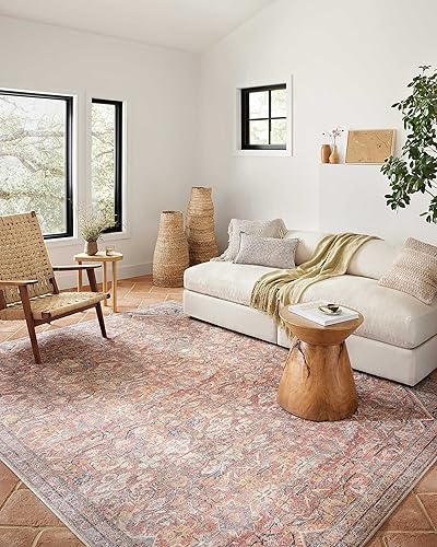 Loloi II Adrian Collection ADR-02 - Alfombra decorativa tradicional de 7pies y 6pulgadas x 9pies y 6pulgadas, diseño de óxido y mezclilla