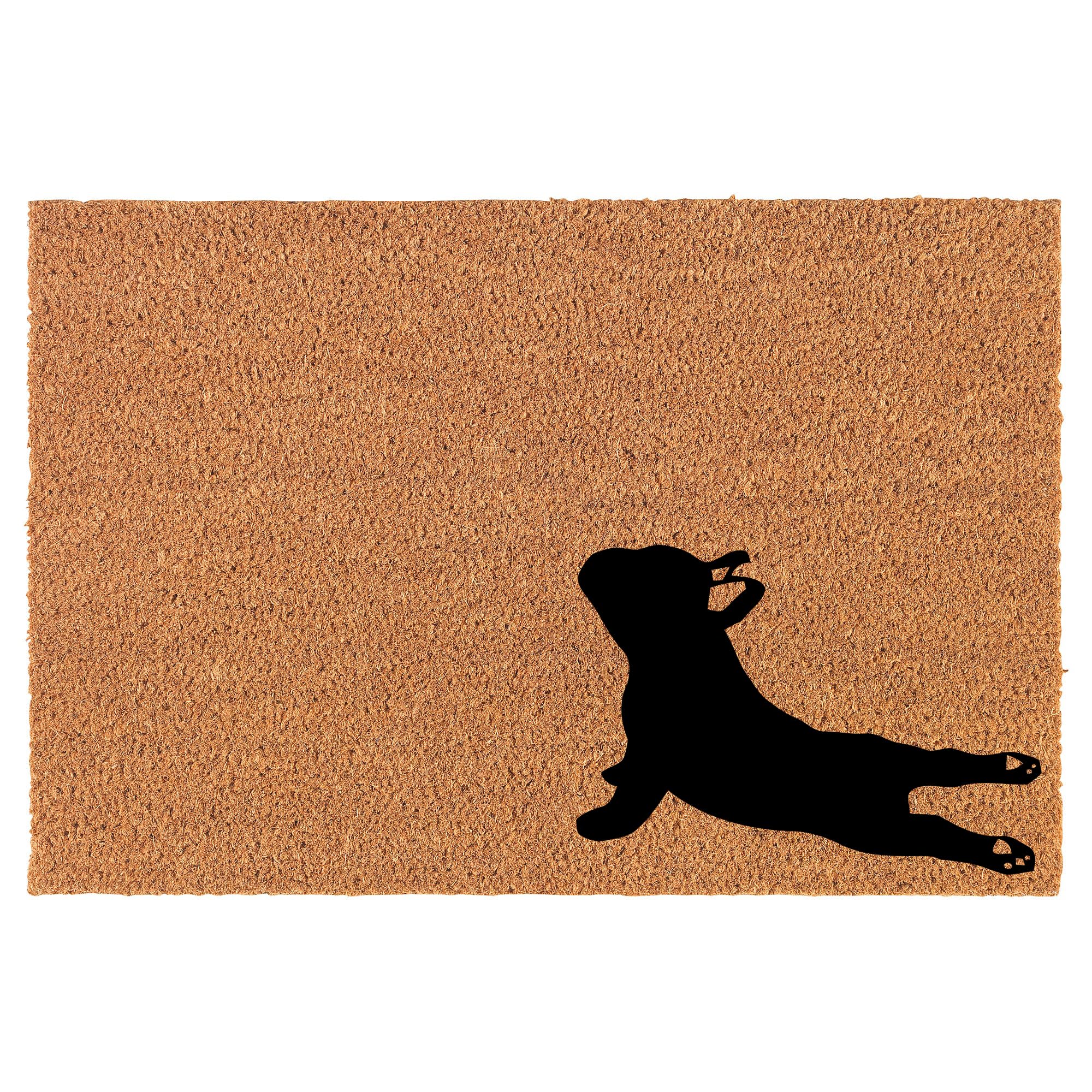 Welcome Doormat Coco Coir Door Mat Gift French Bulldog Yoga Corner (30" x 18")