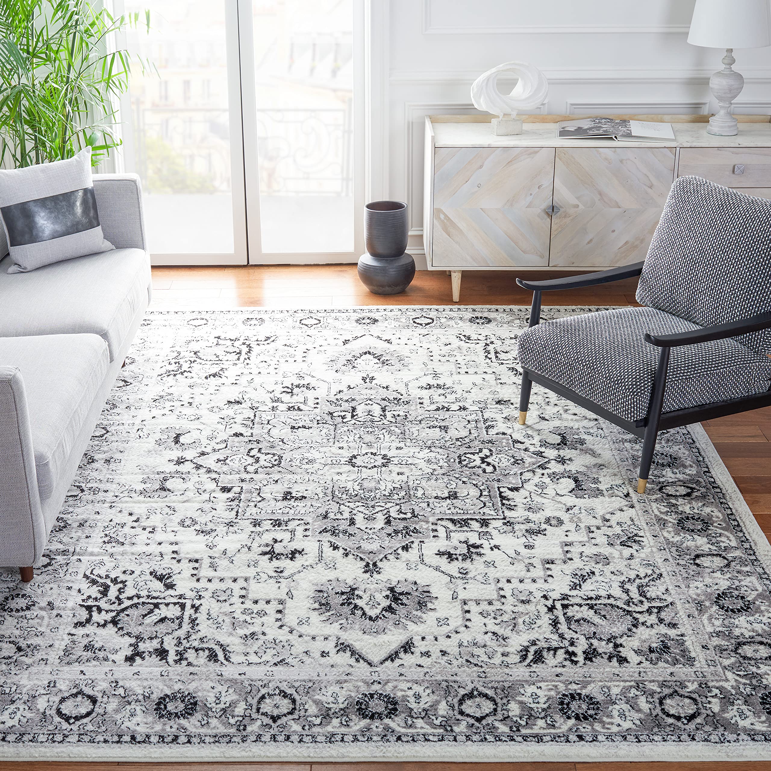Safavieh Skyler Teppich 60x300 Cm - Boho Chic Design In Grau/Elfenbein, Fusselfrei & Pflegeleicht