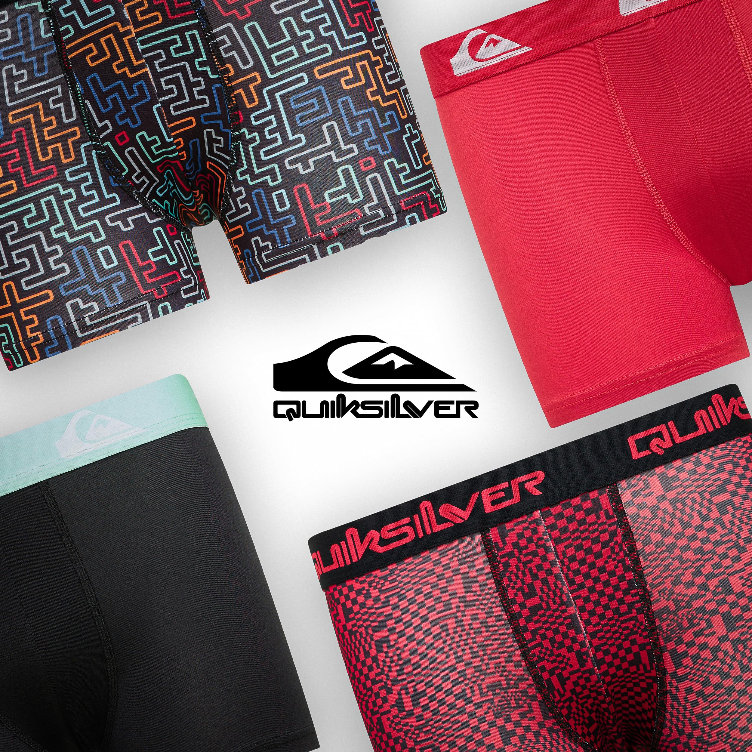 Quiksilver Confezione da 4 boxer per ragazzi dai 6 ai 18 anni, resistenti, elasticizzati, traspiranti, traspiranti