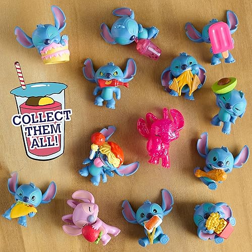 Miniatura 6 de Disney Stitch Blind Mini Figures - Paquete de 2 figuras coleccionables de 2 pulgadas y 2 cajas de hamburguesas reutilizables, rellenos de cesta de