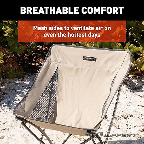 Miniatura 5 de Lippert Baja - Silla de camping plegable compacta, tela de poliéster de 600 denier, laterales de malla transpirable, marco de acero plegable,