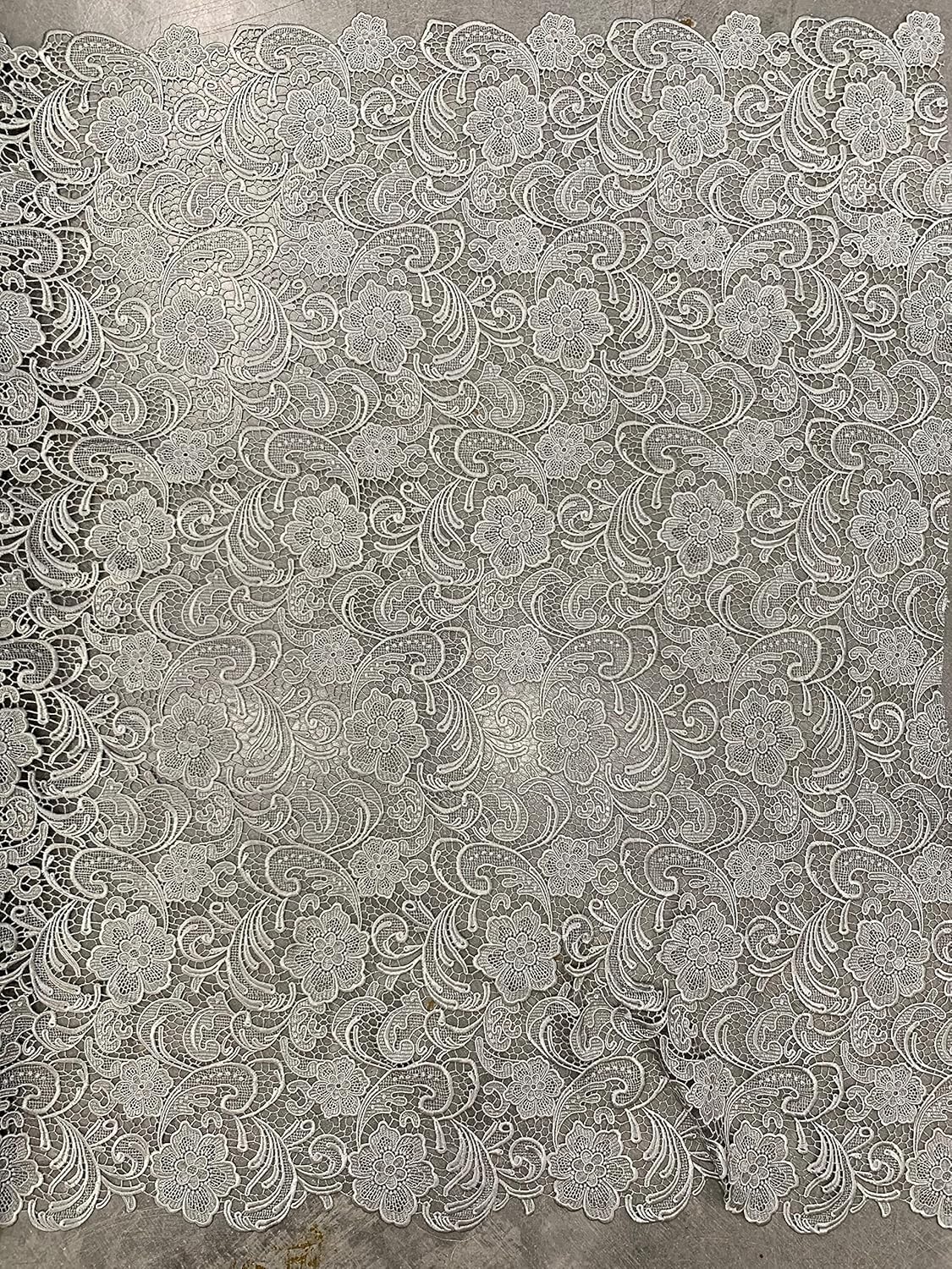 Maggie Grey Guipure Venice Heavy Lace Fabric by The Yard - 10019
